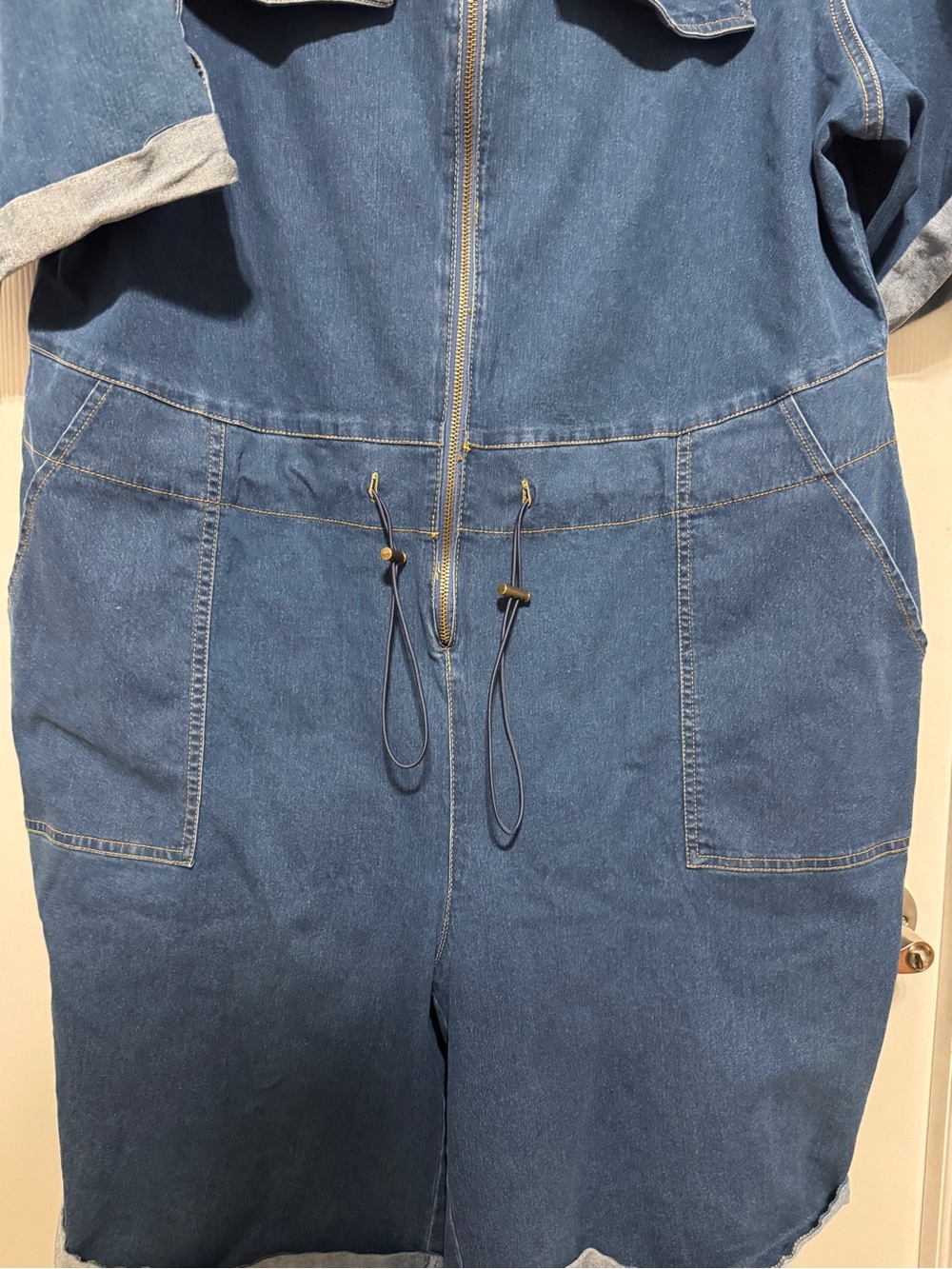 Ashley Stewart Denim Shorts Romper - Picture 2 of 4